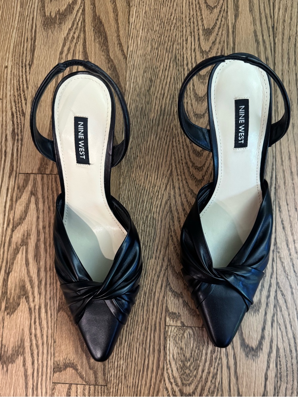 Nine West Black Leather Knot Slingback Pumps